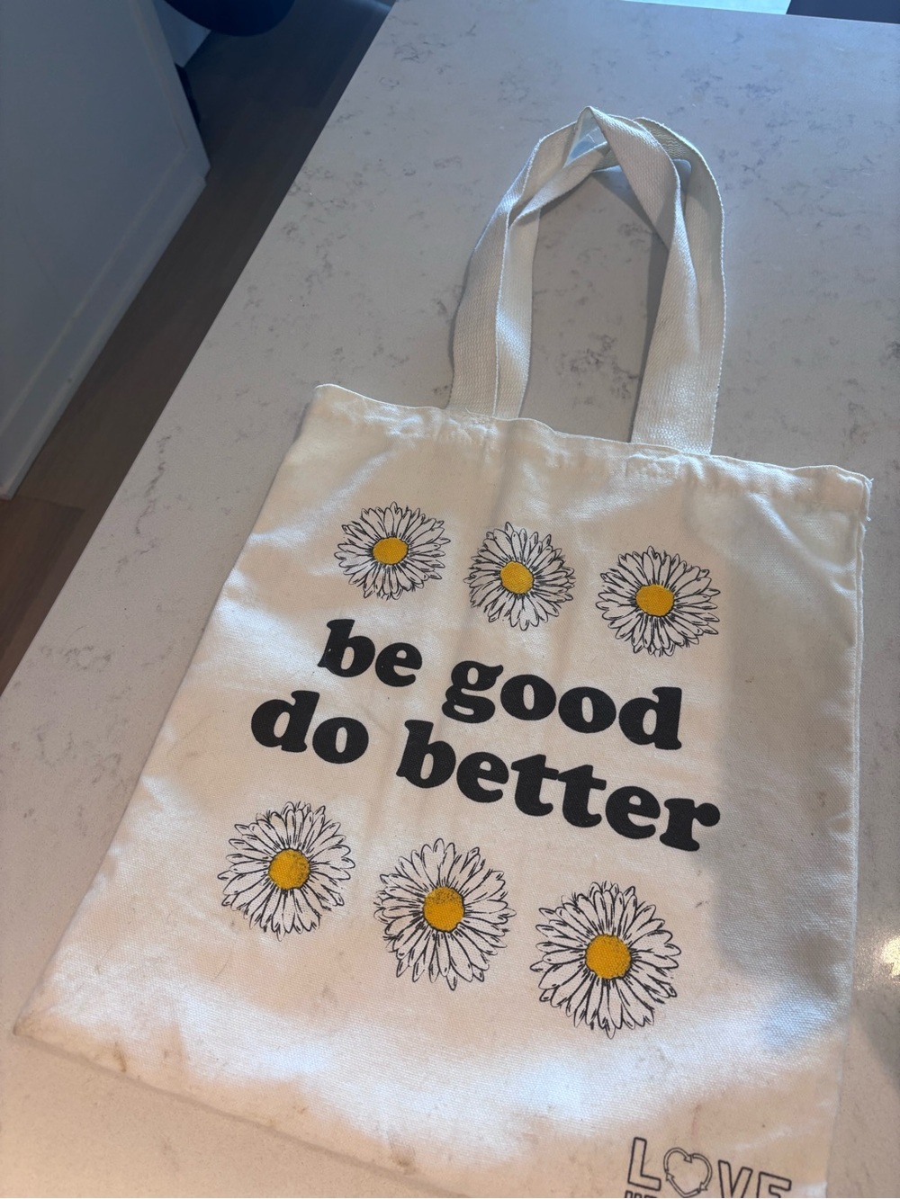 FREE with purchase - Canvas Daisy Tote Bag With Positive Quote
